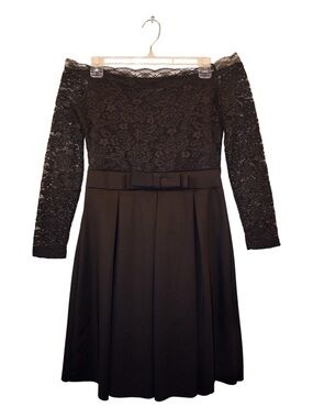 Gossip Black Lace Off-Shoulder Long Sleeve Dress